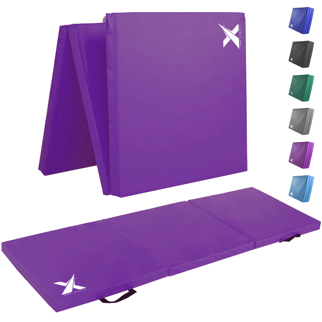 Practice Mat, 6'x12'x8 - Purple Vinyl, Purple Mesh | Folding (Tri-Fold)