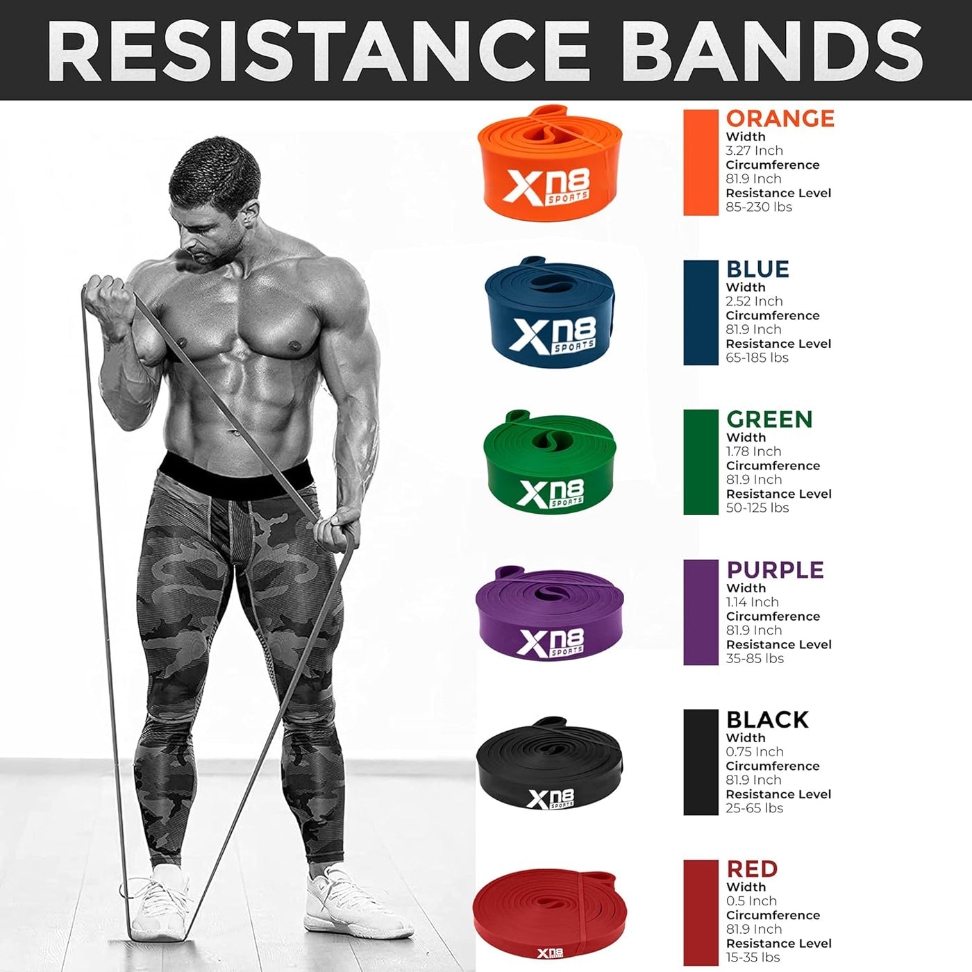 Xn8 Sports Resistance Bands Single Layer