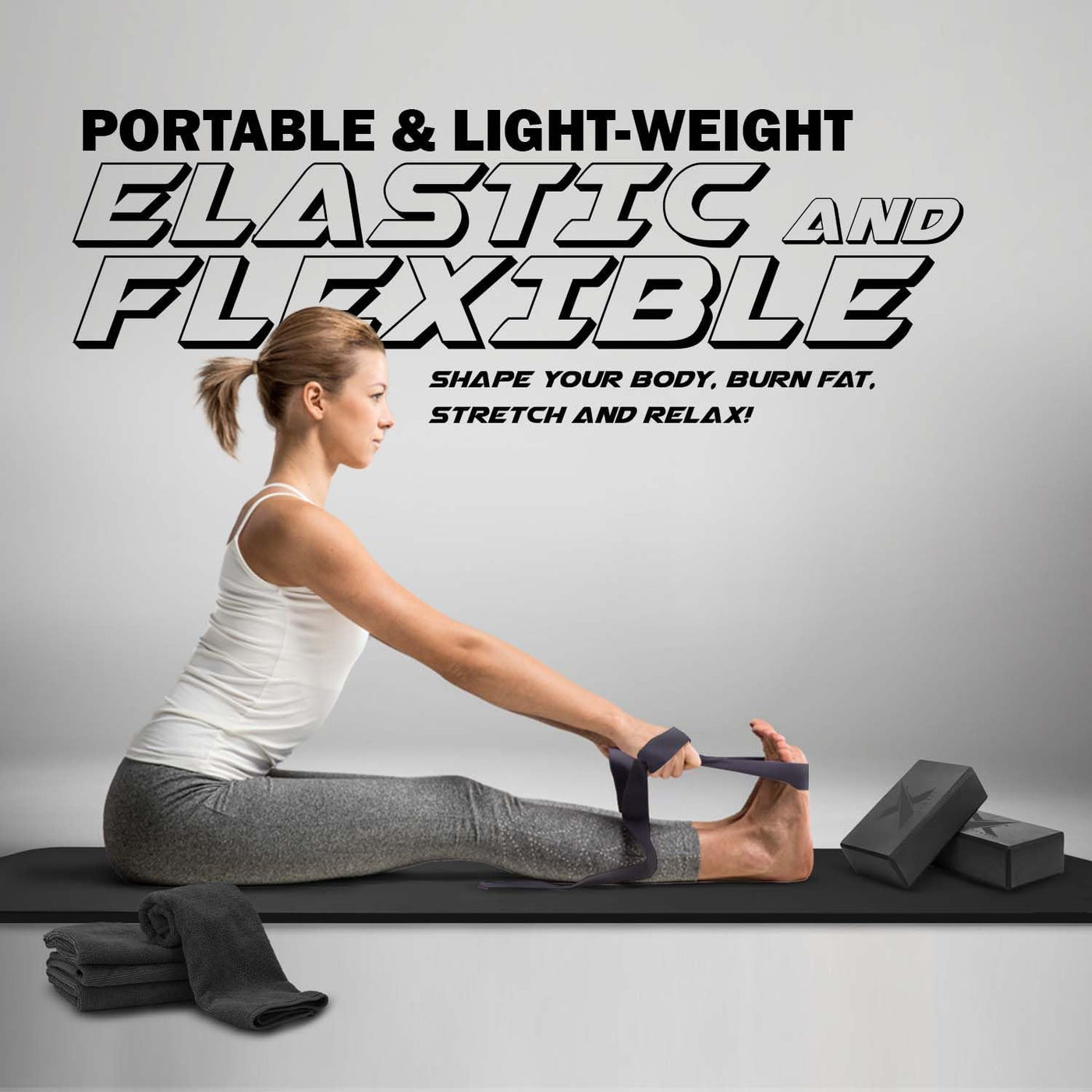 Xn8 Yoga Starter Set - 6-Piece Yoga Mat Set Included NBR Pilates Mat, Stretching Block, Yoga Towels & Yoga Strap