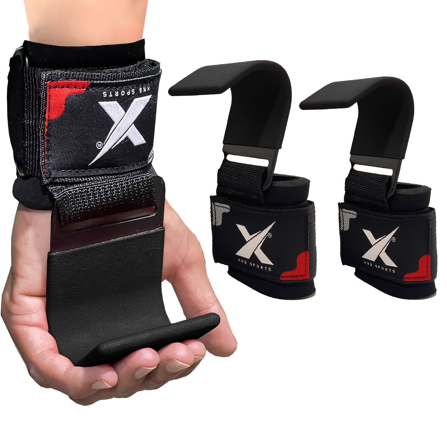 FS&S Weight Lifting Hook Grips & Straps – Wrist Support, Non-Slip, Neoprene Padded