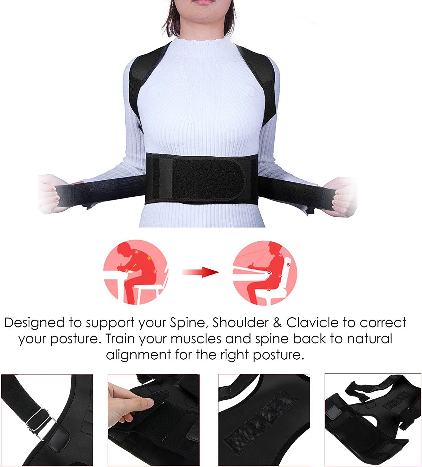 Xn8 Sports Back Support Belt B107 N - Pain Relief for Neck, Back & Shoulders