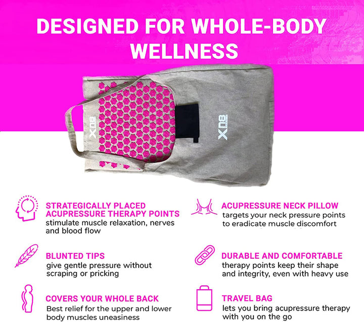 XN8 Pink Acupressure Mat and Pillow Set