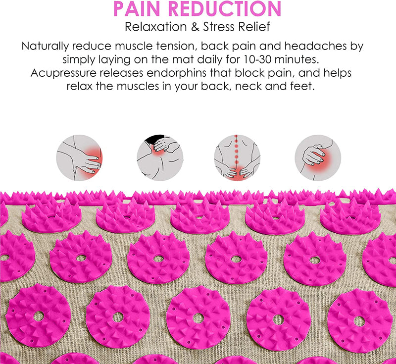 XN8 Pink Acupressure Mat and Pillow Set