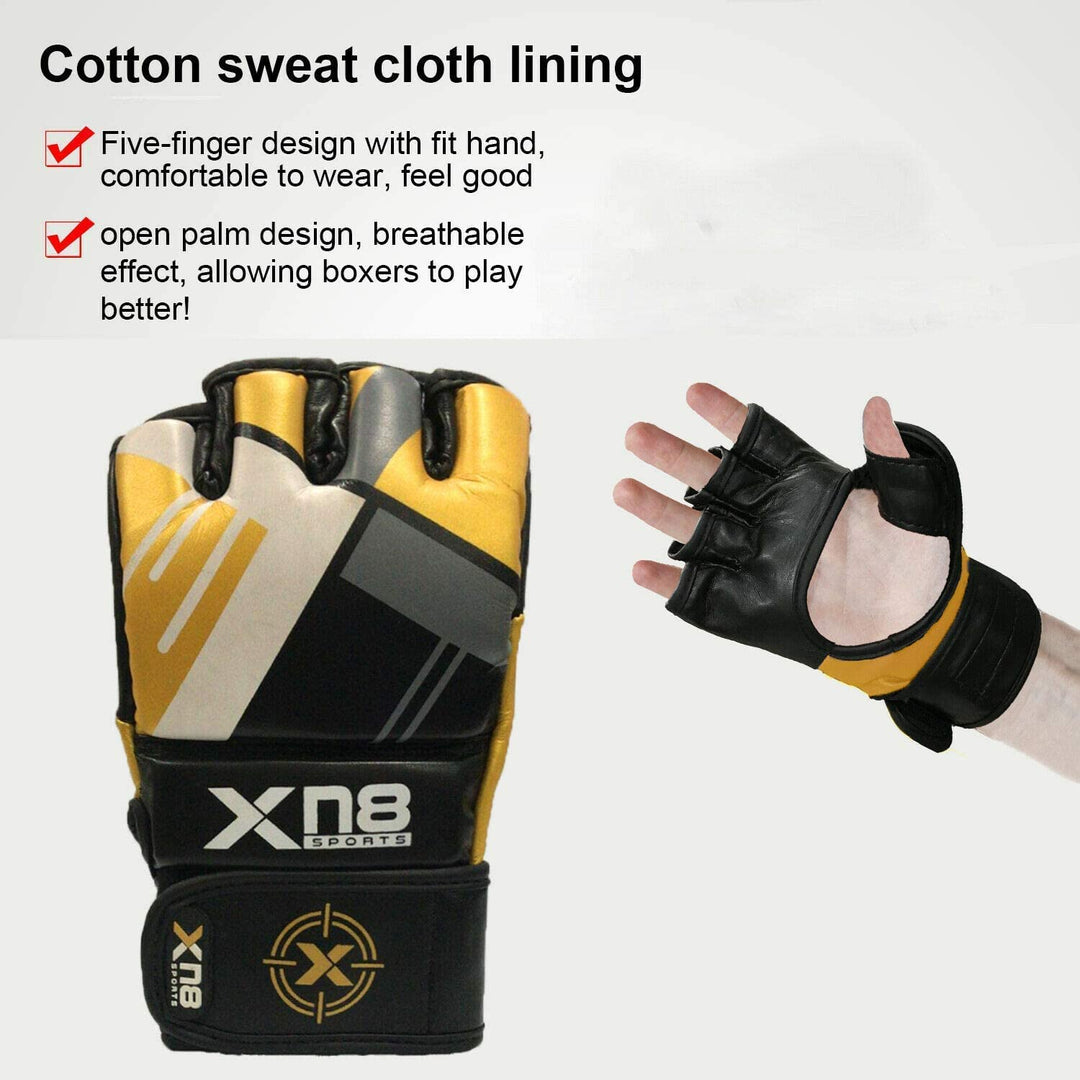 Xn8 Sports MMA Gloves M300 - Leather Mitts MMA Gloves - Martial Arts, Sparring, Punching Bag, Cage Fighting