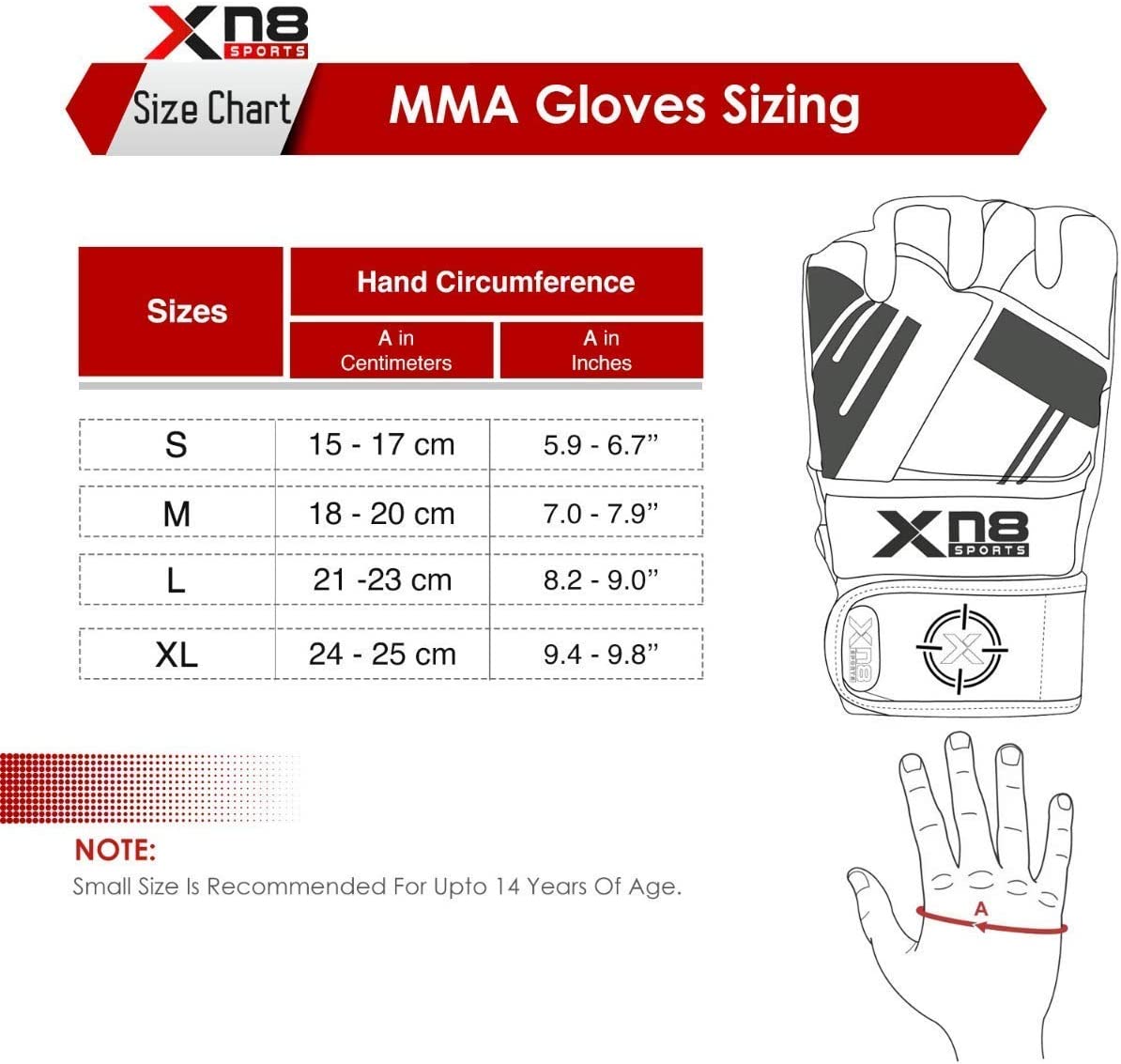 Xn8 Sports MMA Gloves M300 - Leather Mitts MMA Gloves - Martial Arts, Sparring, Punching Bag, Cage Fighting