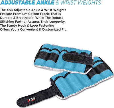 Xn8 Sports Adjustable Ankle Weights - Weight Sets Best for Jogging, Aerobics Fitness, Walking, Gymnastics, Exercise, Gym & Training