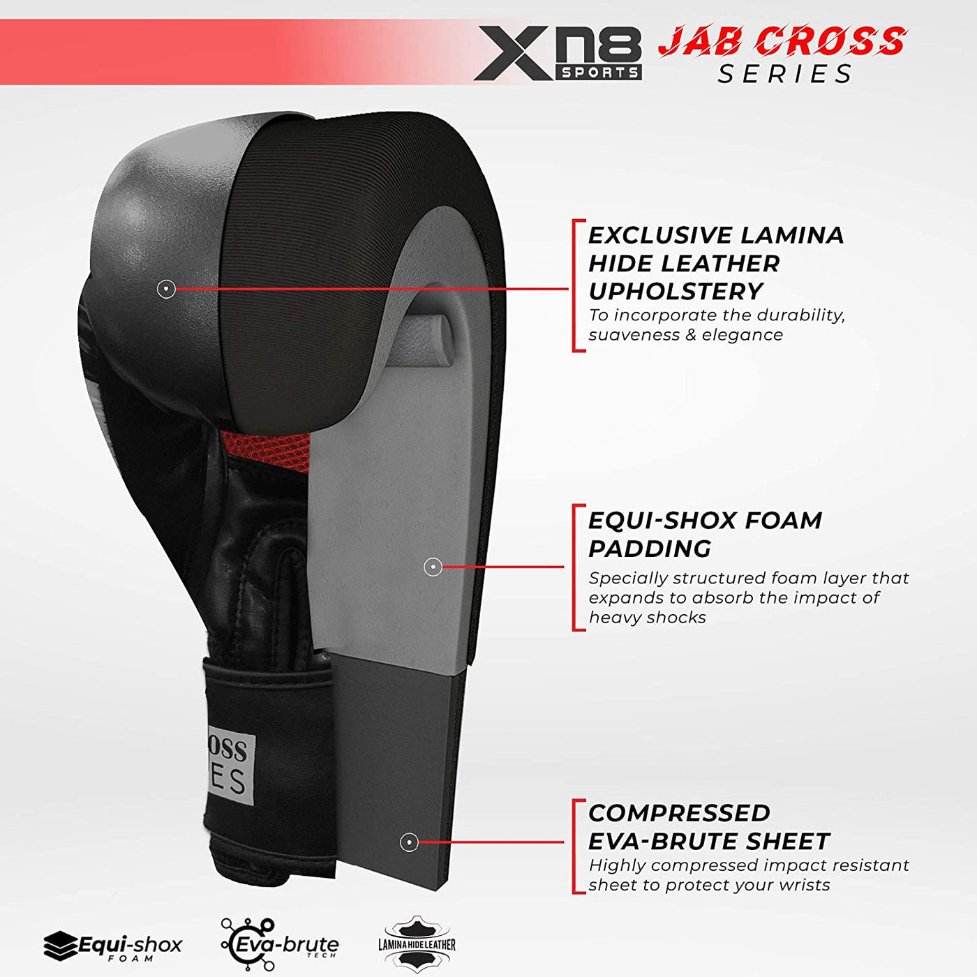 Xn8 Boxing Gloves Jab Cross Series - Focus Pads Punching - Lamina Hide Leather Mitts For Fighting, Kickboxing, Sparring, Muay Thai