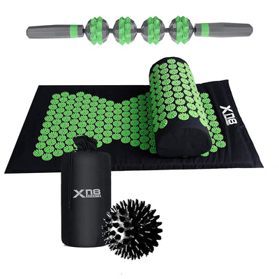 Xn8 Sports Acupressure Mat Set and Massage Stick Roller (Green)