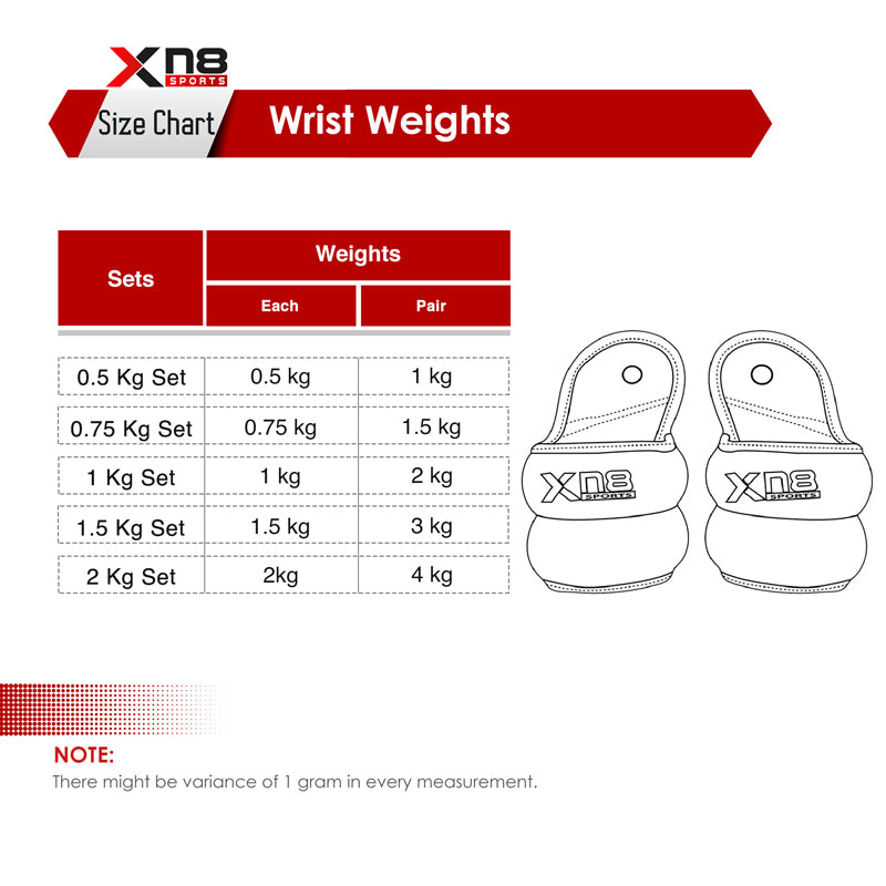 Xn8 Wrist Weights 0.5kg-2kg