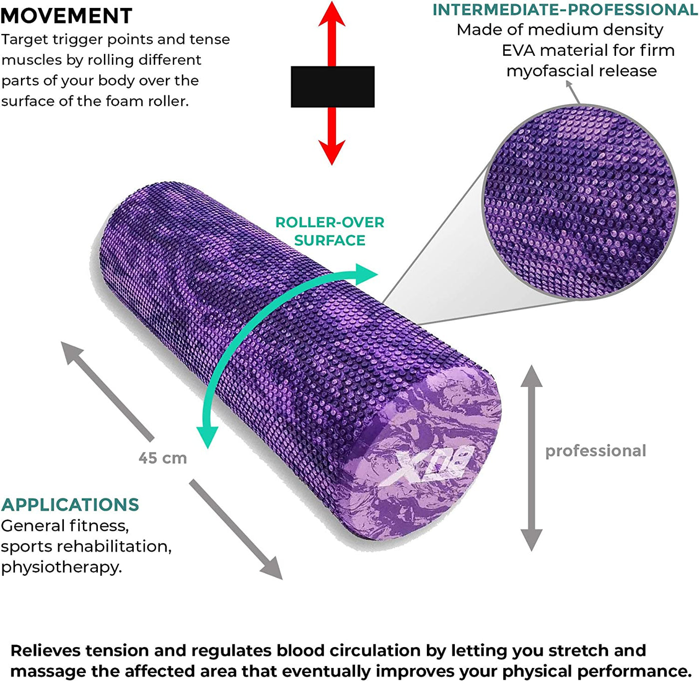 Xn8 Sports Yoga Roller - Muscle Roller & Massager for Deep Tissue - Portable foam Roller